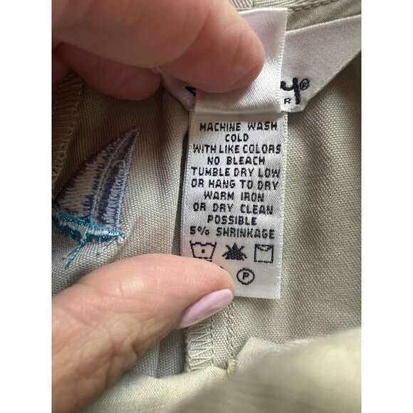 Vintage 90s Lilly Pulitzer khaki cropped embroidered all-over sailboats pants 12 - Picture 6 of 10
